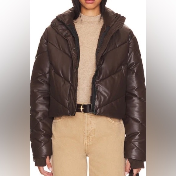 IVL Chocolate Brown Leather Look Puffer Jacket NWT - Picture 2 of 5